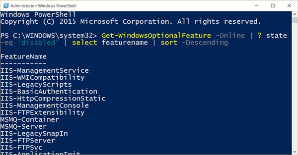 使用 PowerShell 生成 Windows 11/10 中禁用功能的列表 - Tech Club