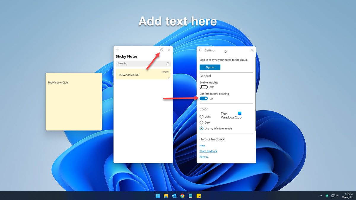在 Windows 11/10 中禁用或启用粘滞便笺删除确认提示 - Tech Club