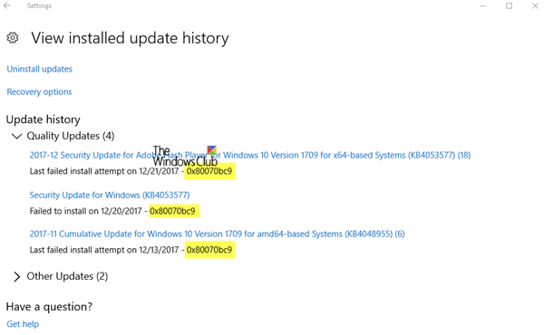 修复 Windows 11/10 上的 Windows 更新错误 0x80070BC9 - Tech Club