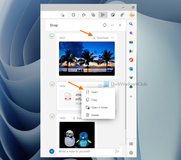 如何在 Windows 11/10 中使用 Microsoft Edge Drop 共享文件 - Tech Club