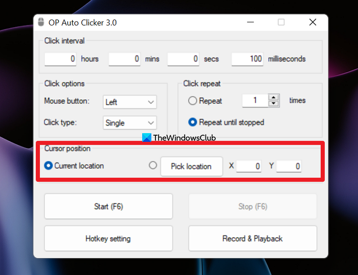 使用适用于 Windows 11/10 的 OP Auto Clicker 自动单击鼠标 - Tech Club