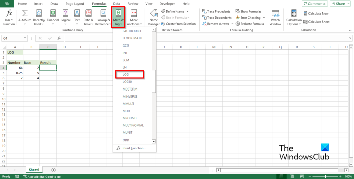 如何在 Excel 中使用 LOG 和 LOG10 函数 - Tech Club