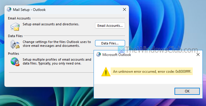在添加数据文件时修复Outlook中的0x8000FFFF错误