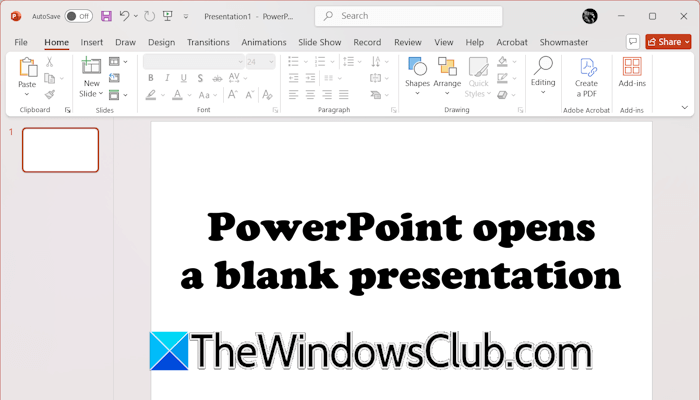 PowerPoint打开空白演示文稿