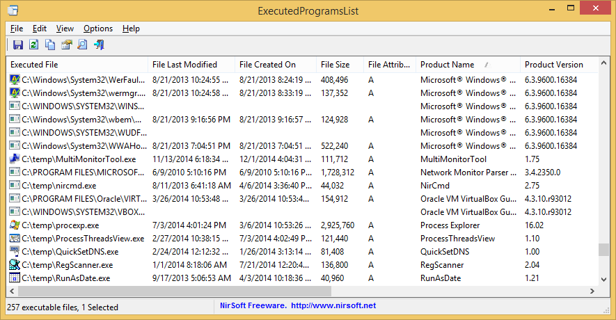 ExecutedProgramsList 显示已运行程序列表