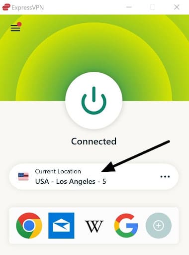 ExpressVPN 客户端中的服务器连接界面