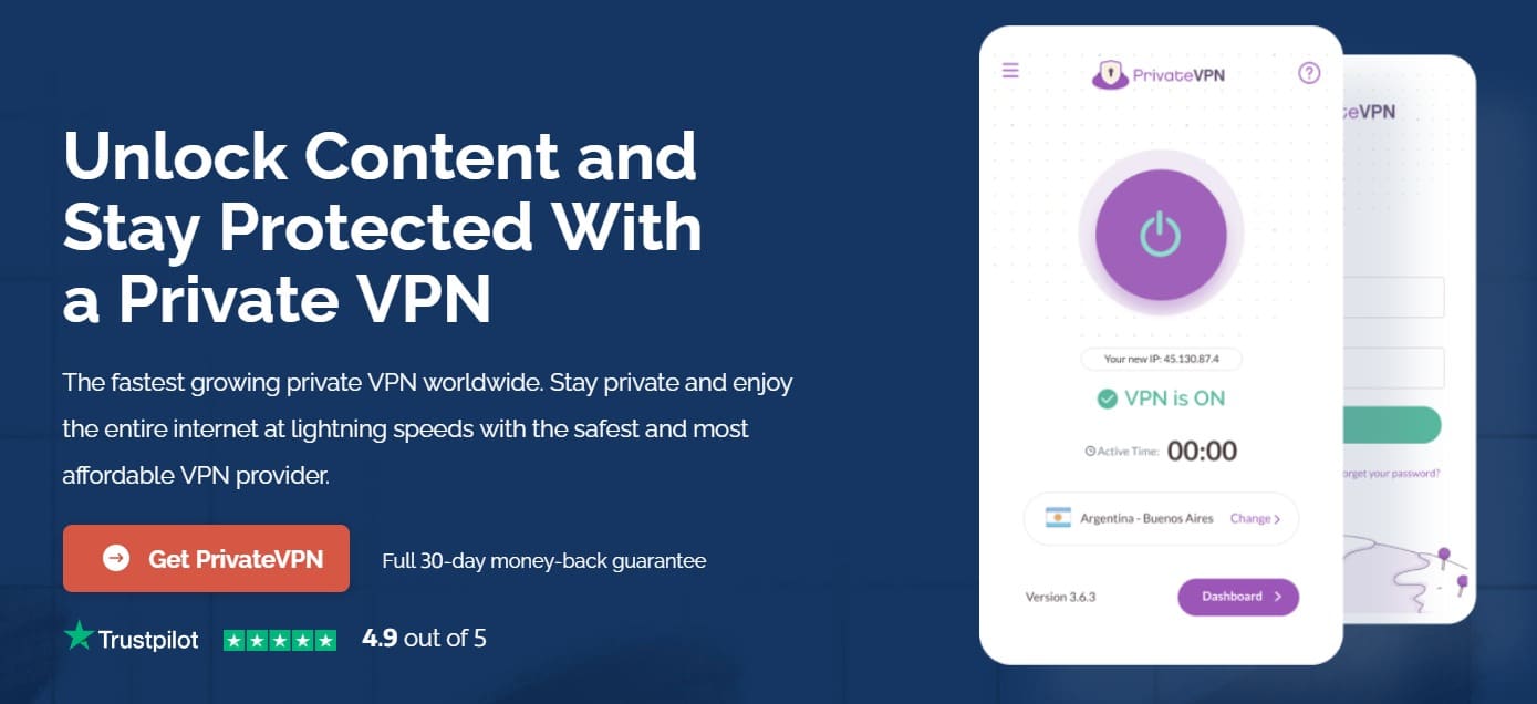 PrivateVPN 官网首页