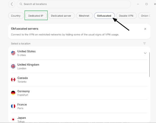 NordVPN 混淆服务器列表
