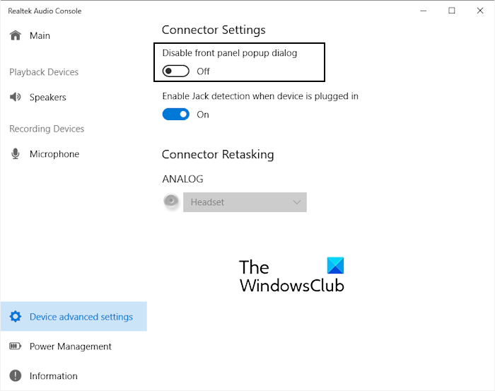 Realtek 音頻控制台連接器重新任務顯示為灰色 [修復] - Tech Club